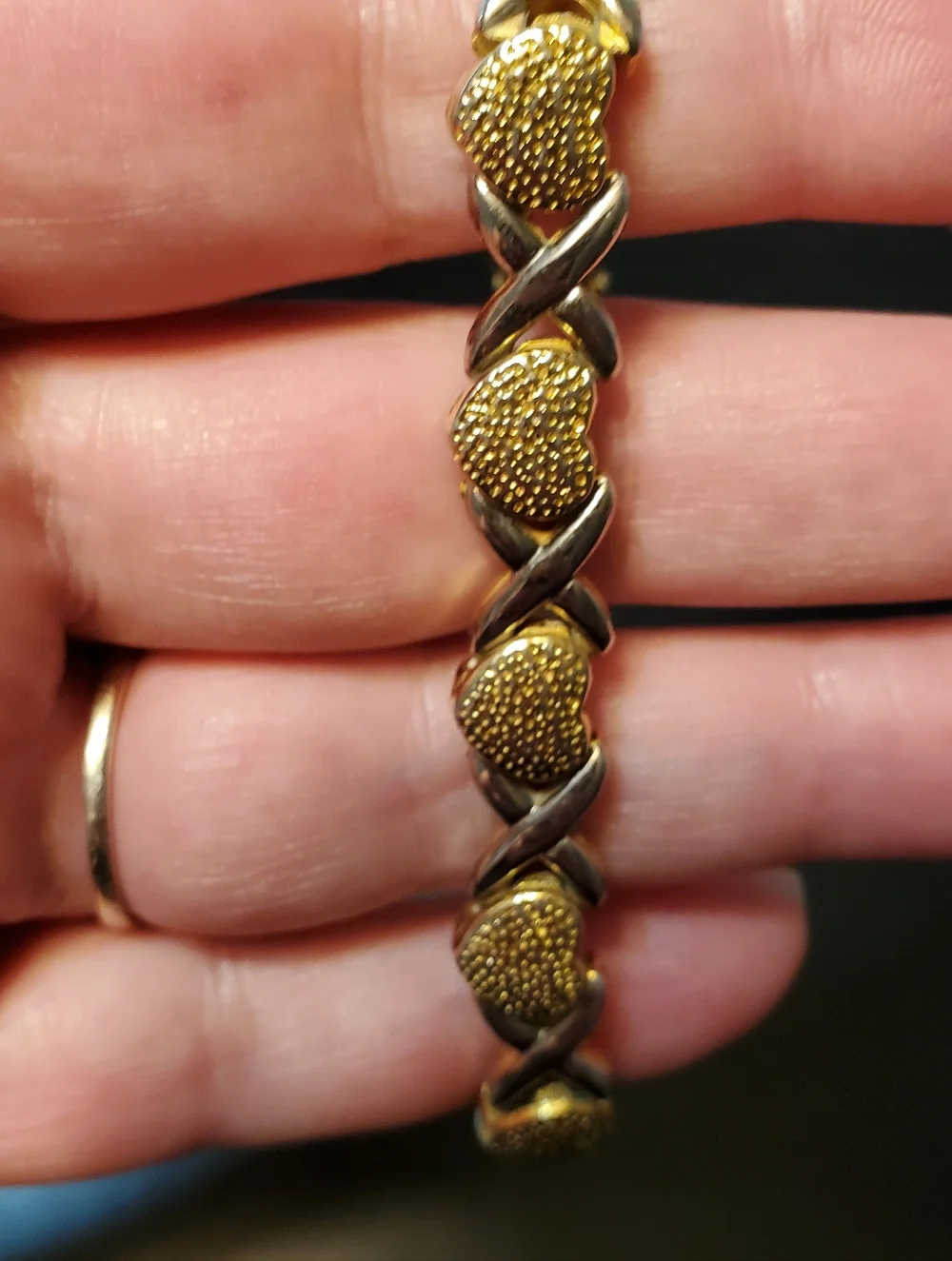 Faux Gold X's And‎ Hearts Bracelet Women Jewelry